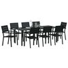vidaXL Garden Dining Set 9 pcs Black Powder-Coated Steel