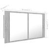 vidaXL LED Bathroom Mirror Cabinet Concrete Grey 90x12x45 cm Acrylic