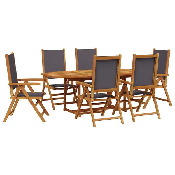 vidaXL 7 Piece Garden Dining Set Anthracite Fabric and Solid Wood