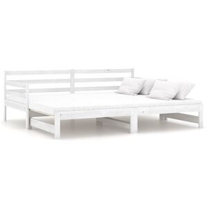 vidaXL Day Bed | White | Solid Pinewood | 2x | Expandable | Pull-Out Day Bed