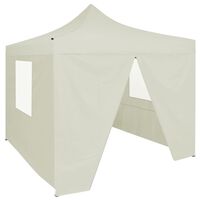 vidaXL Professional Folding Party Tent with 4 Sidewalls 2x2 m Steel Cream