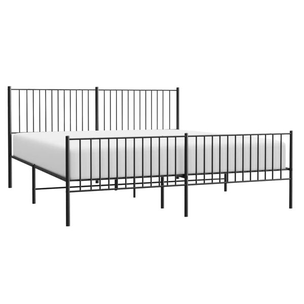vidaXL Metal Bed Frame without Mattress with Footboard Black 200x200cm