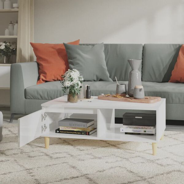 vidaXL Coffee Table High Gloss White 90x60x35 cm Engineered Wood