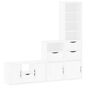 vidaXL 4 Piece TV Units with Storage "ODDA" White Solid Wood Pine