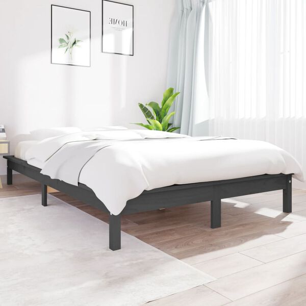 vidaXL Bed Frame without Mattress Grey 140x200 cm Solid Wood
