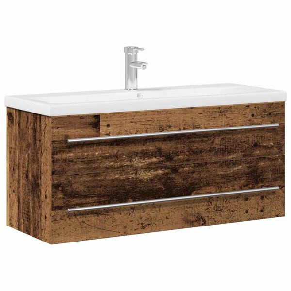 vidaXL Bathroom Sink Cabinet with Drawer Wall-mounted 2 pcs Old Wood