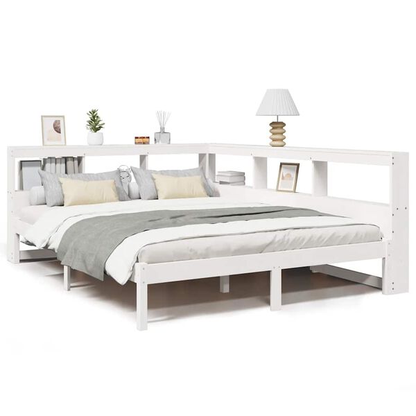 vidaXL Bookcase Bed without Mattress White 150x200 cm Solid Wood Pine