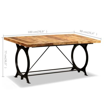 vidaXL Dining Table Solid Rough Mango Wood 180 cm