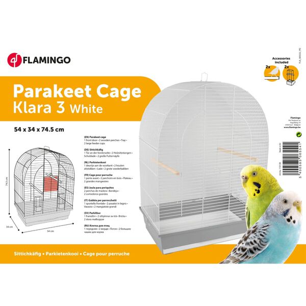 FLAMINGO Budgie Cage Klara 3 54x34x74.5 cm White