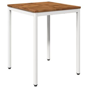vidaXL Garden Dinner Table Natural and White 60 x 60.5 x 75 cm