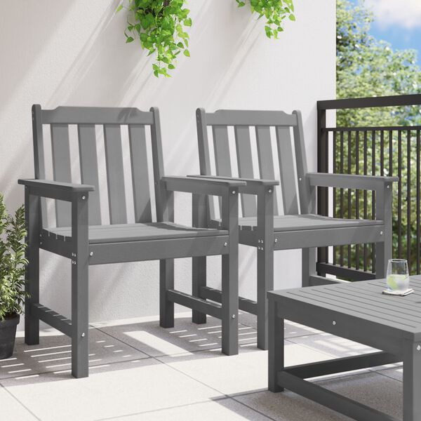 vidaXL Garden Dining Chair 2 pcs Light Grey 65.5 x 59 x 88cm HDPE