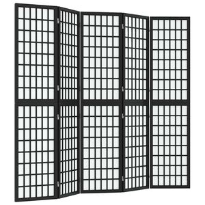 vidaXL Folding 5-Panel Room Divider Japanese Style 200x170 cm Black