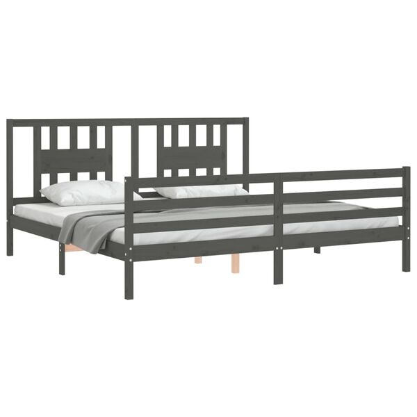 vidaXL Bed Frame without Mattress Grey 200x200 cm Solid Wood