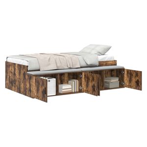 vidaXL Bed Frame with Drawer Smoked Oak 100 x 200 cm Engineered Wood