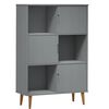 vidaXL Bookcase MOLDE Grey 90x35x133,5 cm Solid Wood Pine