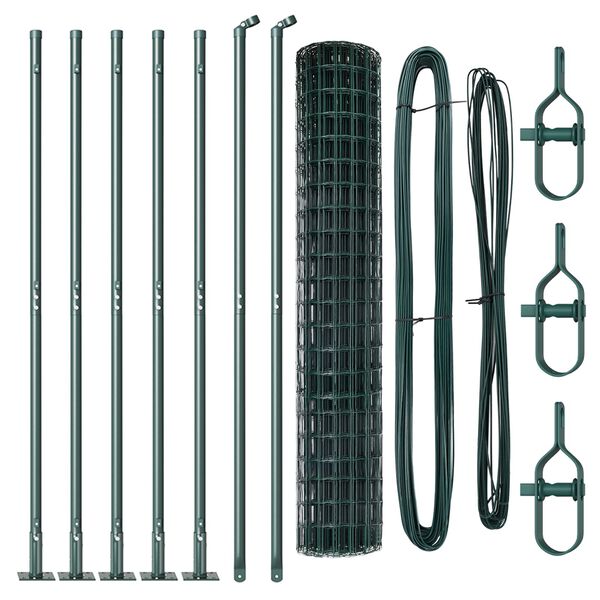 vidaXL Fence with Post Green 1.5 x 10 m Steel