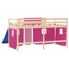 vidaXL Kids' Loft Bed with Curtains without Mattress Pink 80x200 cm