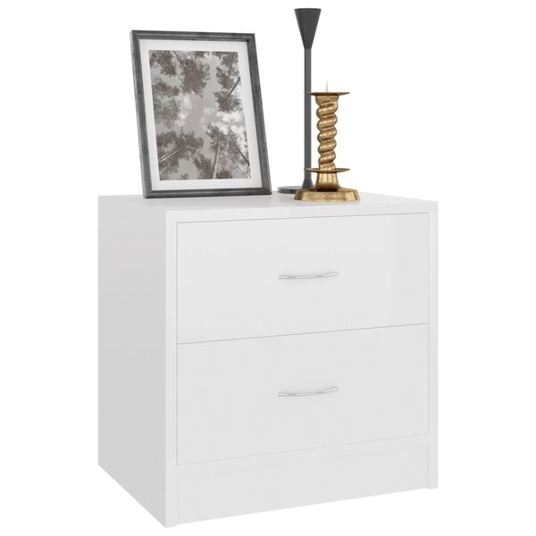 vidaXL Bedside Cabinet High Gloss White 40x30x40 cm Engineered Wood