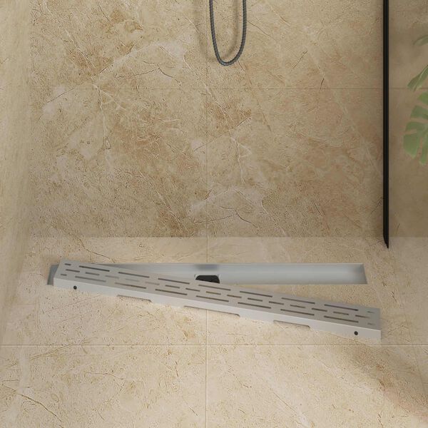 vidaXL Shower Drain Line Design with 360&deg; Siphon Silver 90 cm