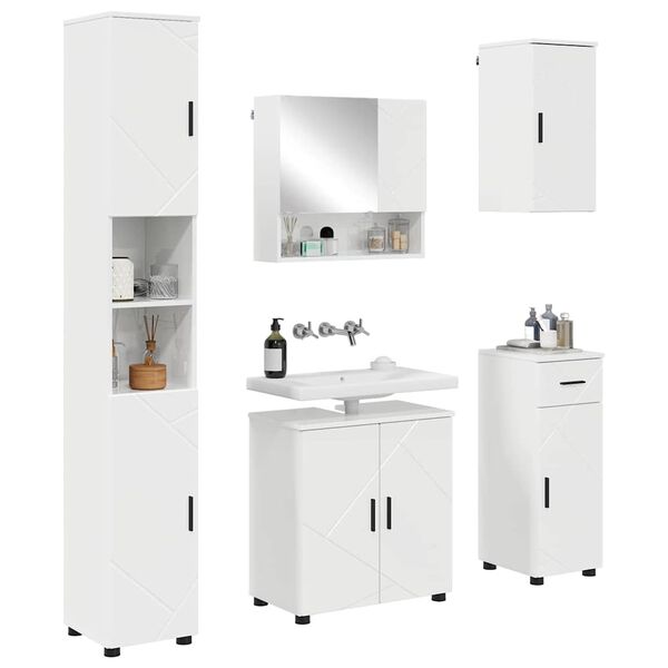 vidaXL Bathroom Furniture Set 5 pcs High gloss white Engineered wood