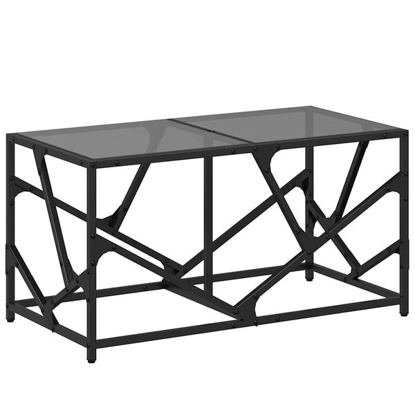 vidaXL Coffee Table with Black Glass Top 78.5x40x41 cm Steel
