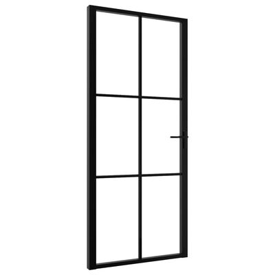 vidaXL Interior Door ESG Glass and Aluminium 93x201.5 cm Black