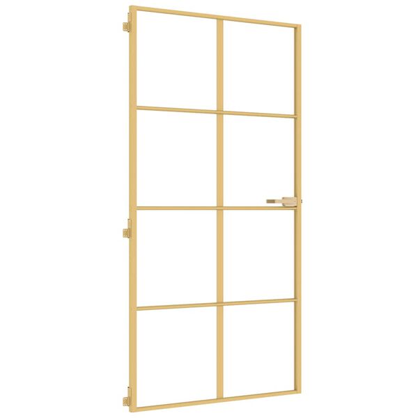vidaXL Interior Door Slim Golden 102.5x201.5 cm Tempered Glass and Aluminium