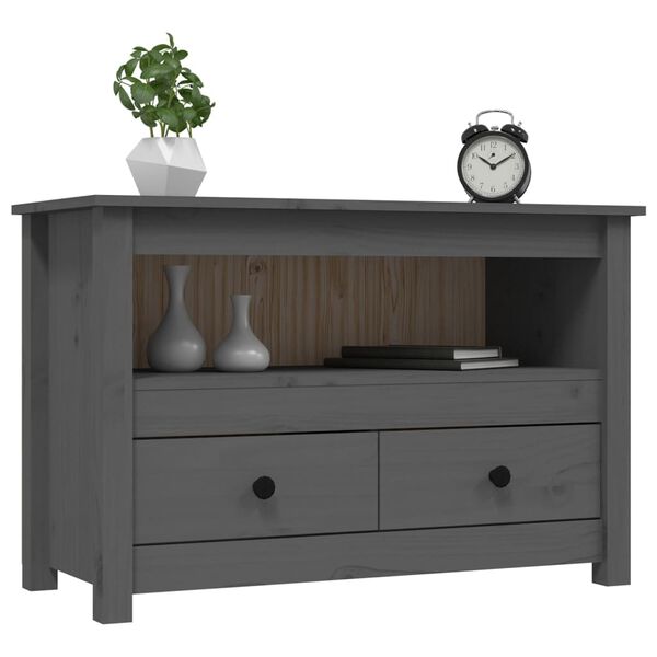 vidaXL TV Cabinet Grey 79x35x52 cm Solid Wood Pine
