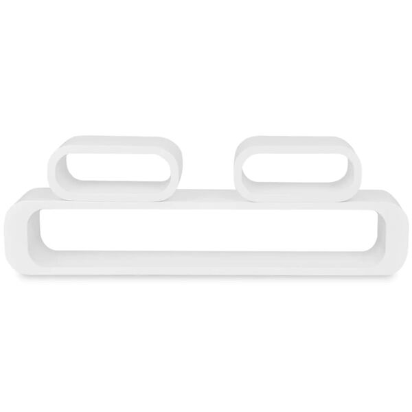 3 White MDF Floating Wall Display Shelf Cubes Book/DVD Storage