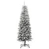 vidaXL Artificial Slim Christmas Tree with Flocked Snow 150 cm PVC&PE