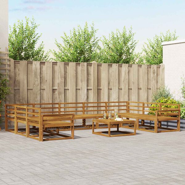 vidaXL Outdoor Sofa Set 10 pcs Natural Solid Acacia Wood