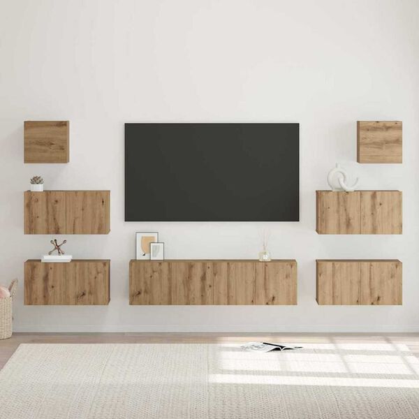 vidaXL TV Cabinet Set Wall-mounted 8 pcs Artisan Oak Engineered Wood