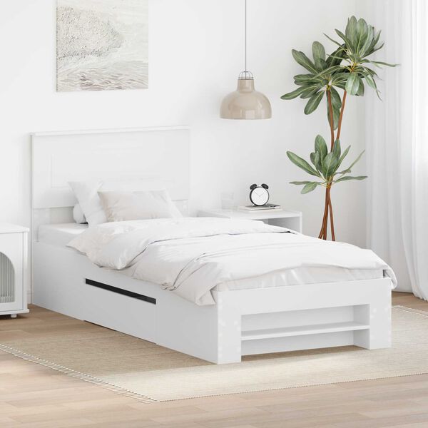 vidaXL Bed Frame with Headboard White 80 x 200 cm Engineered Wood