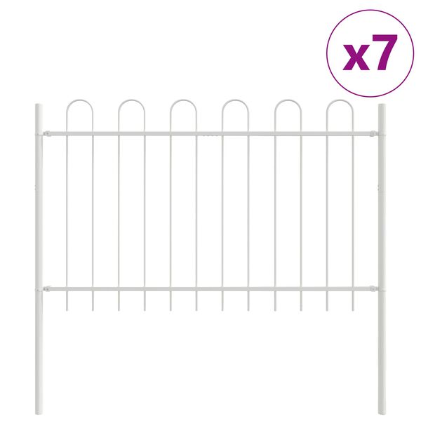 vidaXL Garden Fence 7 pcs White 11.9 x 0.8 m Powder-coated Steel