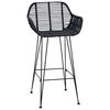 vidaXL Bar Chair 2 pcs Black 55 x 52 x 92 cm Rattan and Iron