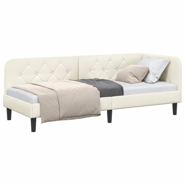 vidaXL Corner Bed Frame with Headboard Cream 80 x 200 cm Velvet