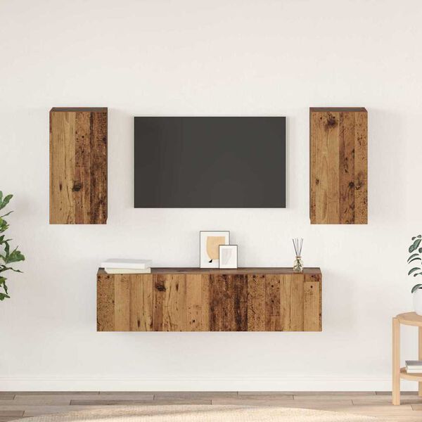 vidaXL TV Cabinet Set Wall-mounted 4 pcs Old Wood Engineered Wood