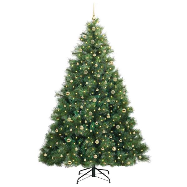 vidaXL Artificial Christmas Tree with 300 LEDs Green 240 cm PE and PVC