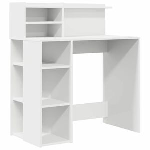 vidaXL Desk with Shelf White 90 x 48 x 101.5 cm Engineered Wood