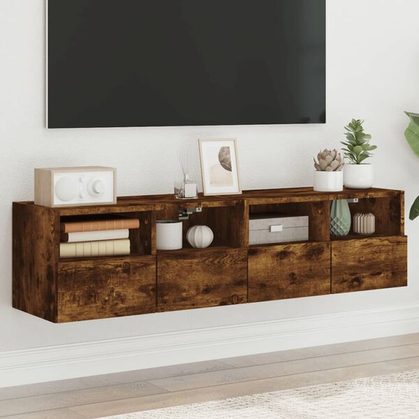 vidaXL TV Wall Cabinets 2 pcs Smoked Oak 60x30x30 cm Engineered Wood
