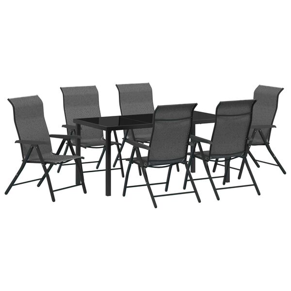 vidaXL Garden Dining Set Height-Adjustable 7 pcs Grey Poly rattan
