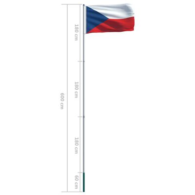 vidaXL Czech Flag and Pole Aluminium 6 m