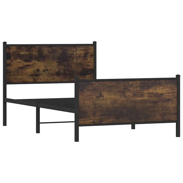 vidaXL Metal Bed Frame without Mattress Smoked Oak 100x190 cm