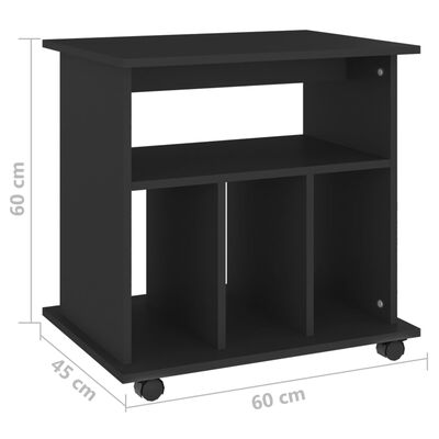 vidaXL Rolling Cabinet Black 60x45x60 cm Engineered Wood