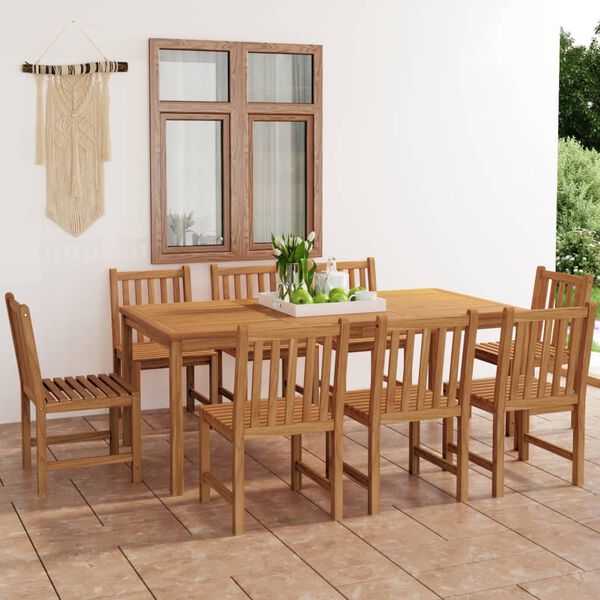 vidaXL 9 Piece Garden Dining Set 200x100 cm Solid Teak Wood