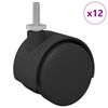 vidaXL Caster 12 pcs Black and Silver 40.1 x 40.1 x 37.8 mm