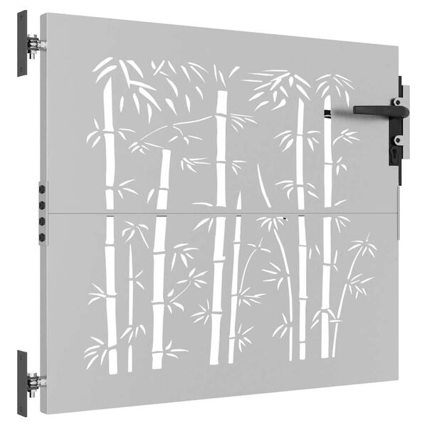 vidaXL Garden Gate 85x75 cm Corten Steel Bamboo Design