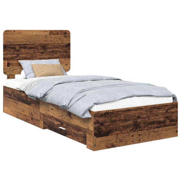 vidaXL Bed Frame with Headboard Old Wood 90 x 190 cm Engineered Wood