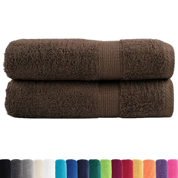 vidaXL Premium Hand Towels "SOLUND" 2 pcs Brown 50x100 cm 600 gsm