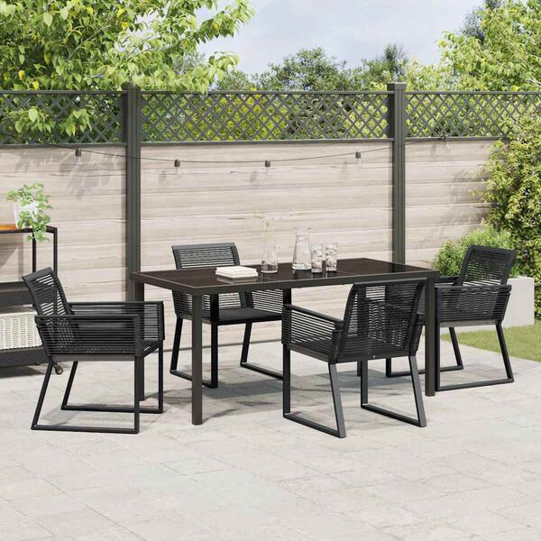 vidaXL Garden Dining Set 5 pcs Black Powder-Coated Steel